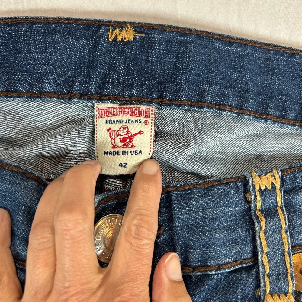 VTG True Religion Ricky Super T Made in USA Mens Blue Straight Leg Jeans Size 42